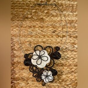 Vintage Statement Resin Flower Choker / Long Necklace